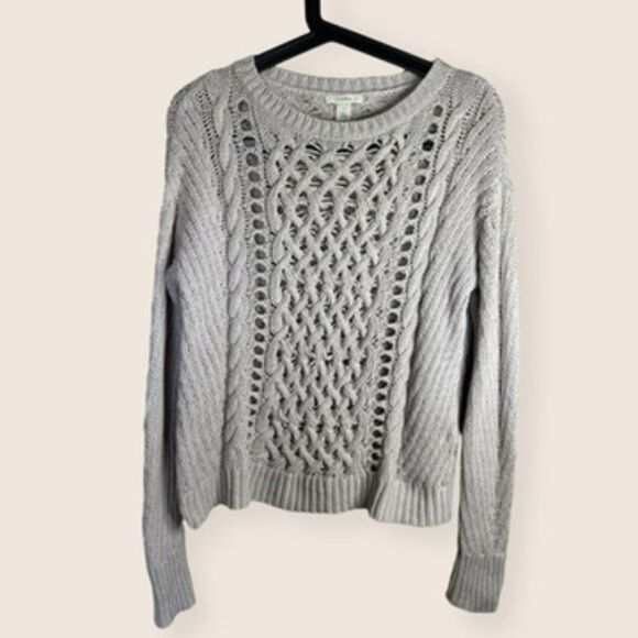 🍦 SMALL OPEN KNIT SWEATER OATMEAL CREAM BEIGE CASLON NORDSTROM - Picture 1 of 6